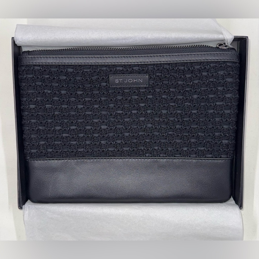 St. John Textured Black Clutch